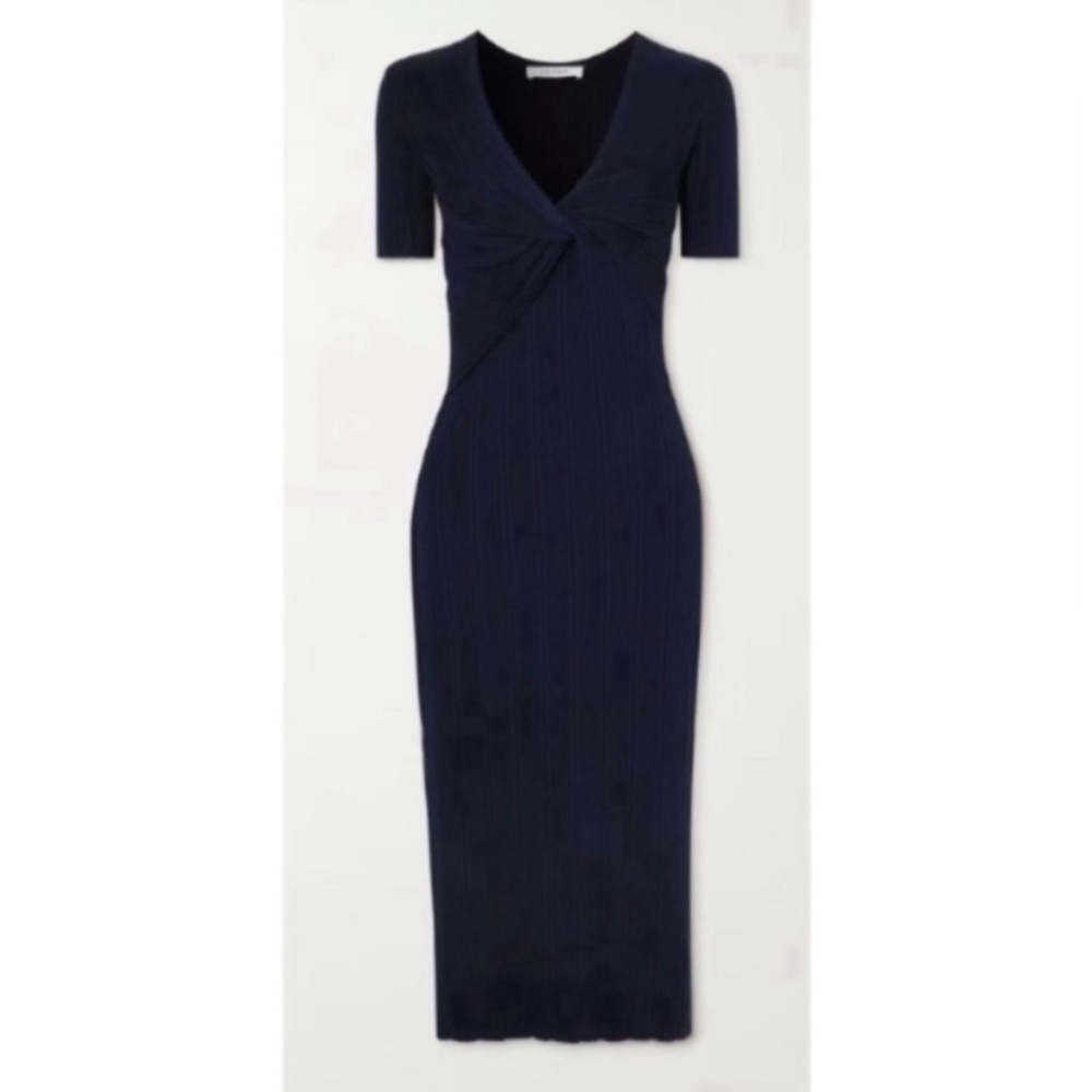 Frame Dress Front-Twist Rib Bodycon Midi In Navy - image 4